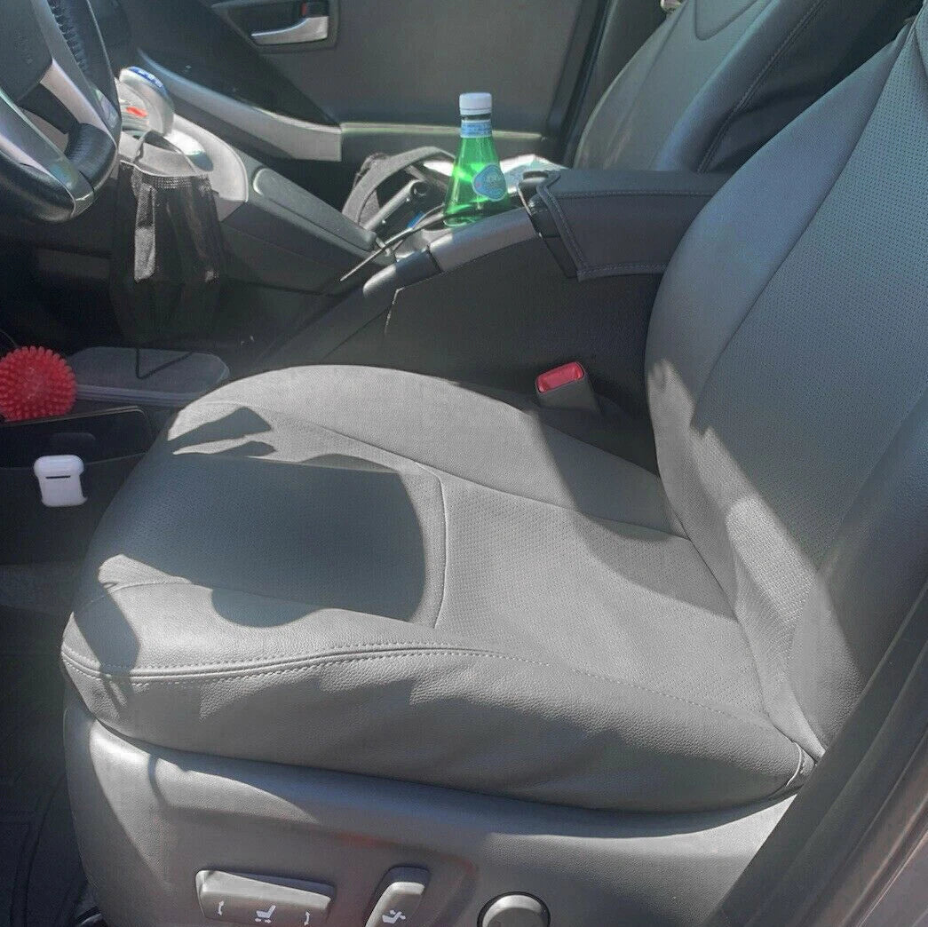 Set of 2 Gray Synthetic Leather Seat Covers for Toyota Prius (2010–2015)