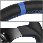 NRG 320mm Flat Bottom Leather Steering Wheel for RST-024MB-R-BL (Fits Various)