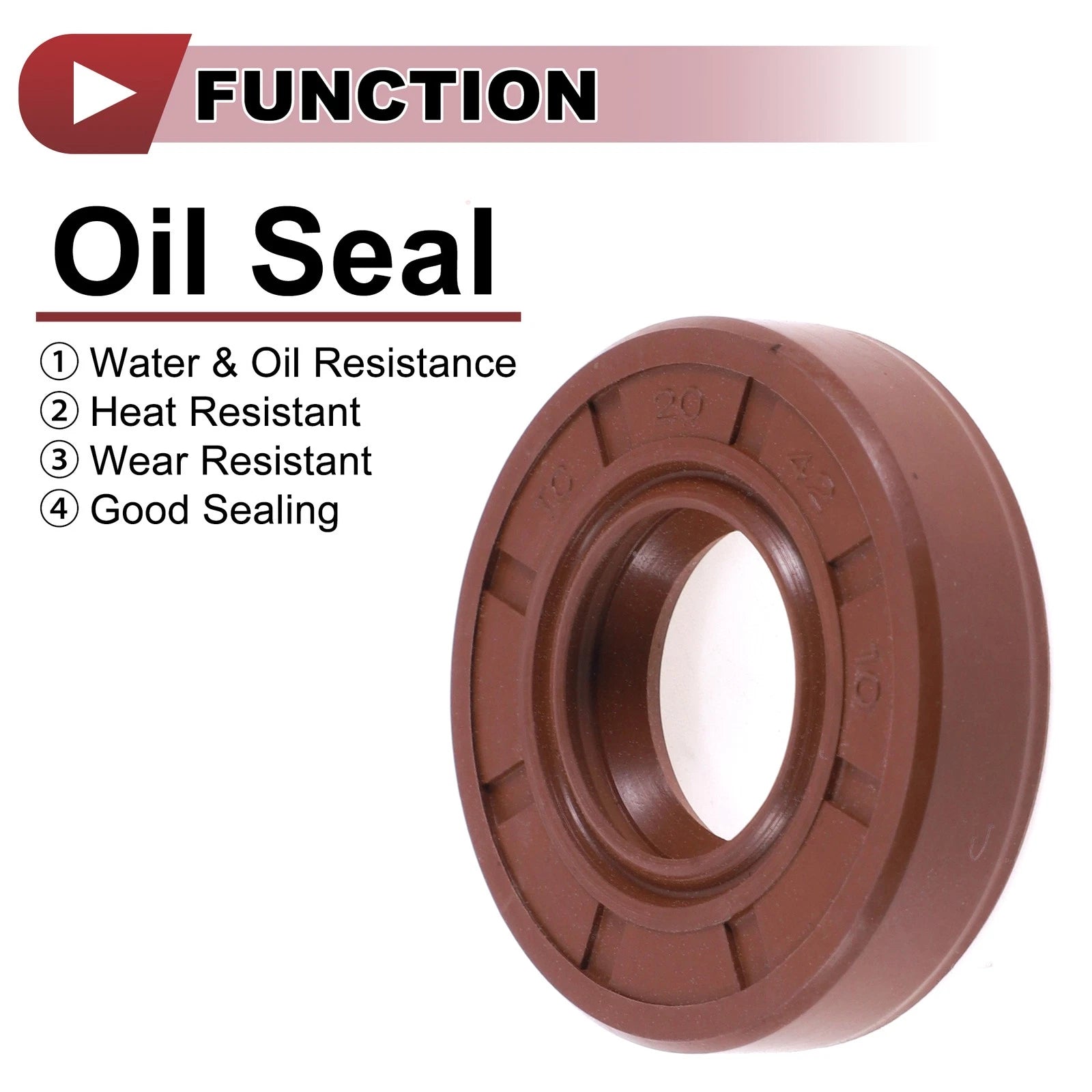 Set of 2 Oil Seal Rotary Shaft Seal FKM Rubber 20x42x10mm for Various Models