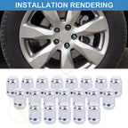 Set of 20 Bulge Acorn 12x1.5 Chrome 1.395'' Tall Lug Nuts for Ford Honda Mazda RX-7 RX-8