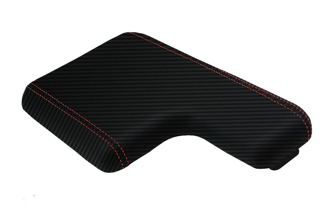 Console Lid with Cupholder Cover for Ford Ranger (2000–2006) Carbon Fiber Red Stitch