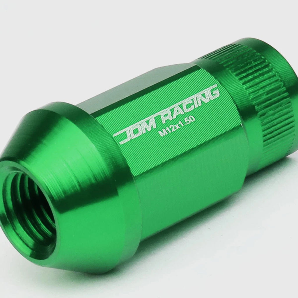 Set of 4 Open End M12x1.5 44mm Tall Green Aluminum Lug Nuts