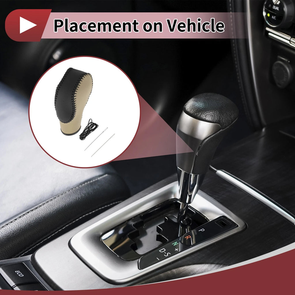 1 Pc Gear Shift Knob Cover for Ford Fusion (2013–2016) Beige Black