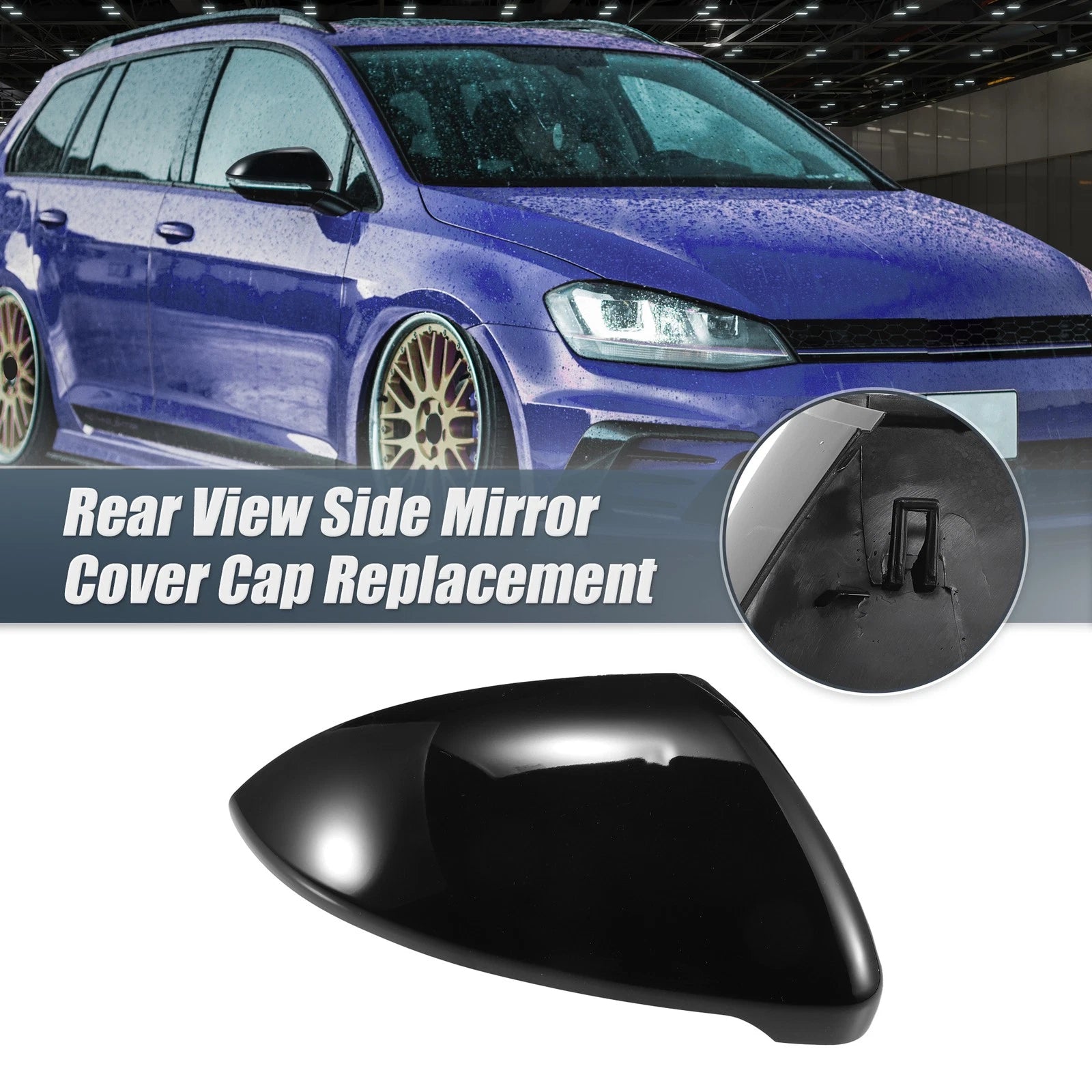 Right Mirror Cover Cap for Volkswagen Golf MK7, E-Golf (2013–2020) Gloss Black
