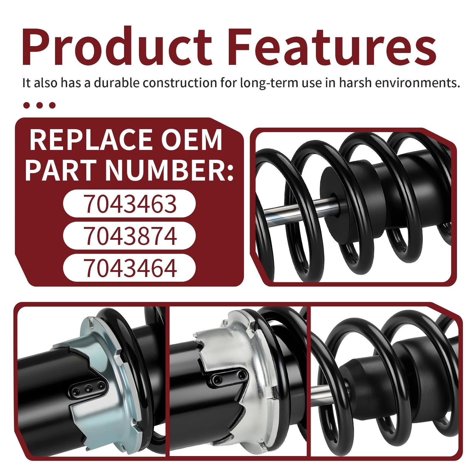 Front and Rear Shock Absorbers for Polaris Scrambler 850, Sportsman XP 550, 850, 1000 (2008-2023)