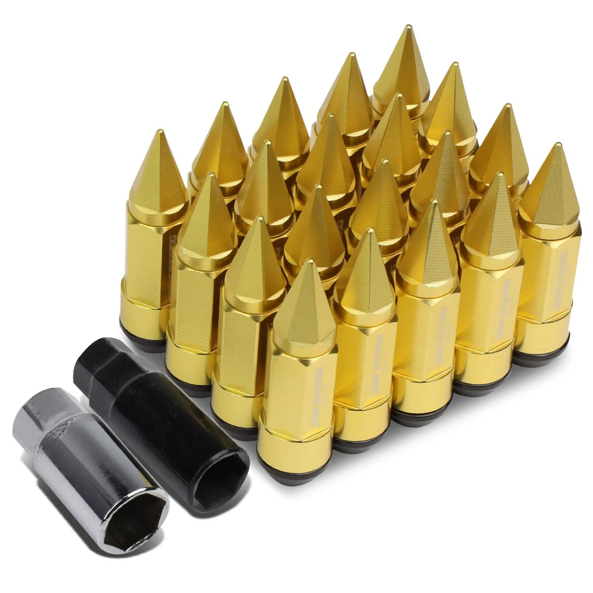 20 PCS M12X1.5 Gold Aluminum Rim Lug Nuts with Caps for JDM Vehicles