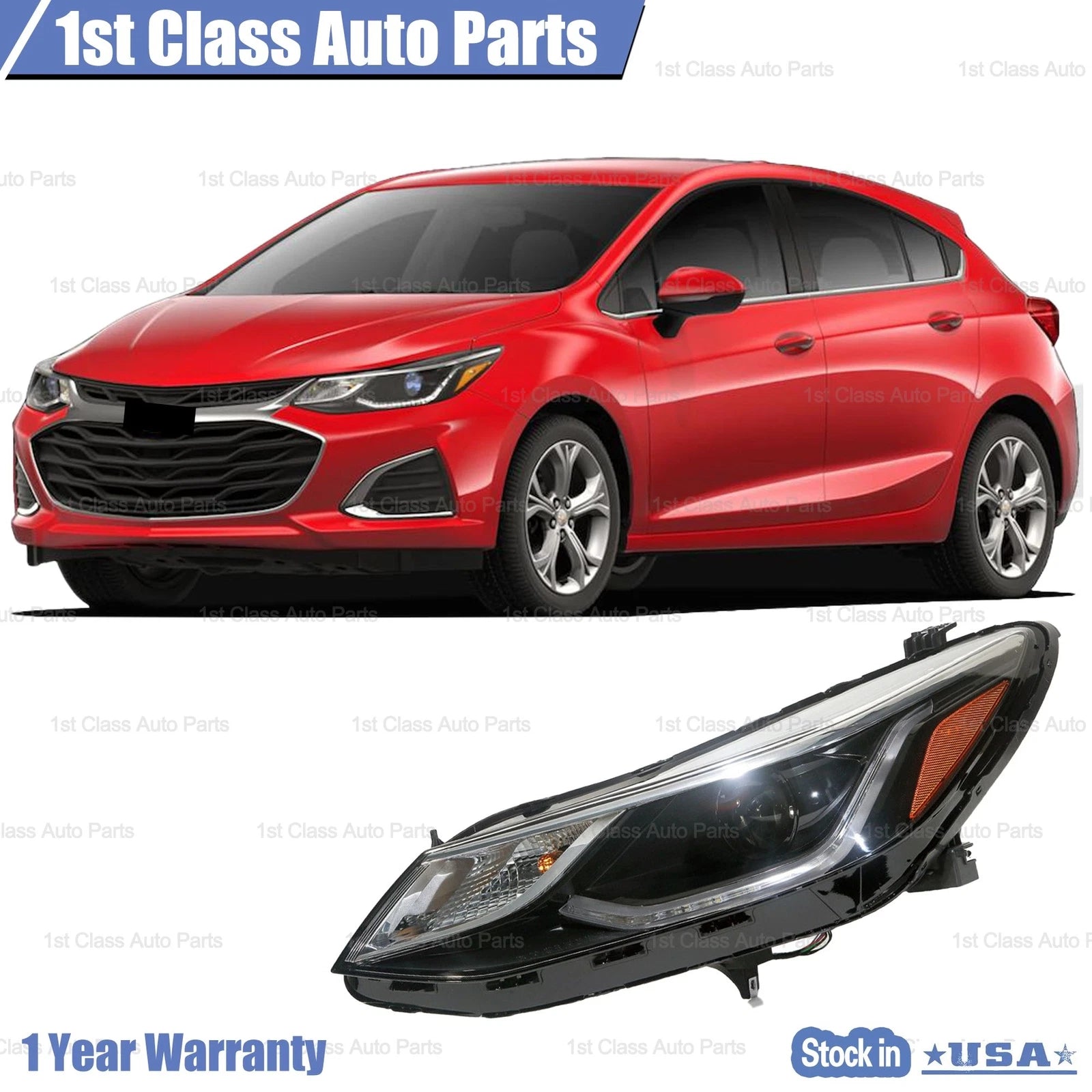 Halogen Headlight with LED D.R.L for Chevrolet Cruze (2016–2019)
