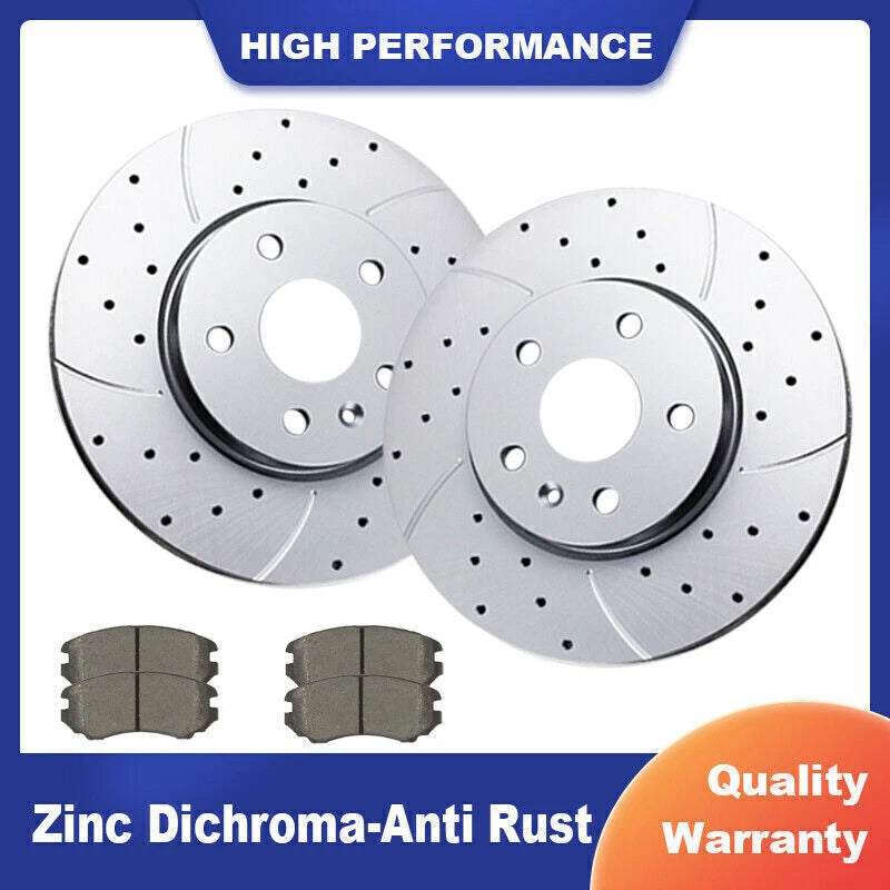 Front Slotted Rotors and Brake Pads Kit for Chevy Equinox Terrain (2010–2017)