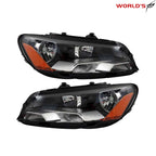 Set of 2 Halogen Headlights for Volkswagen Passat (2012–2015) Black Housing
