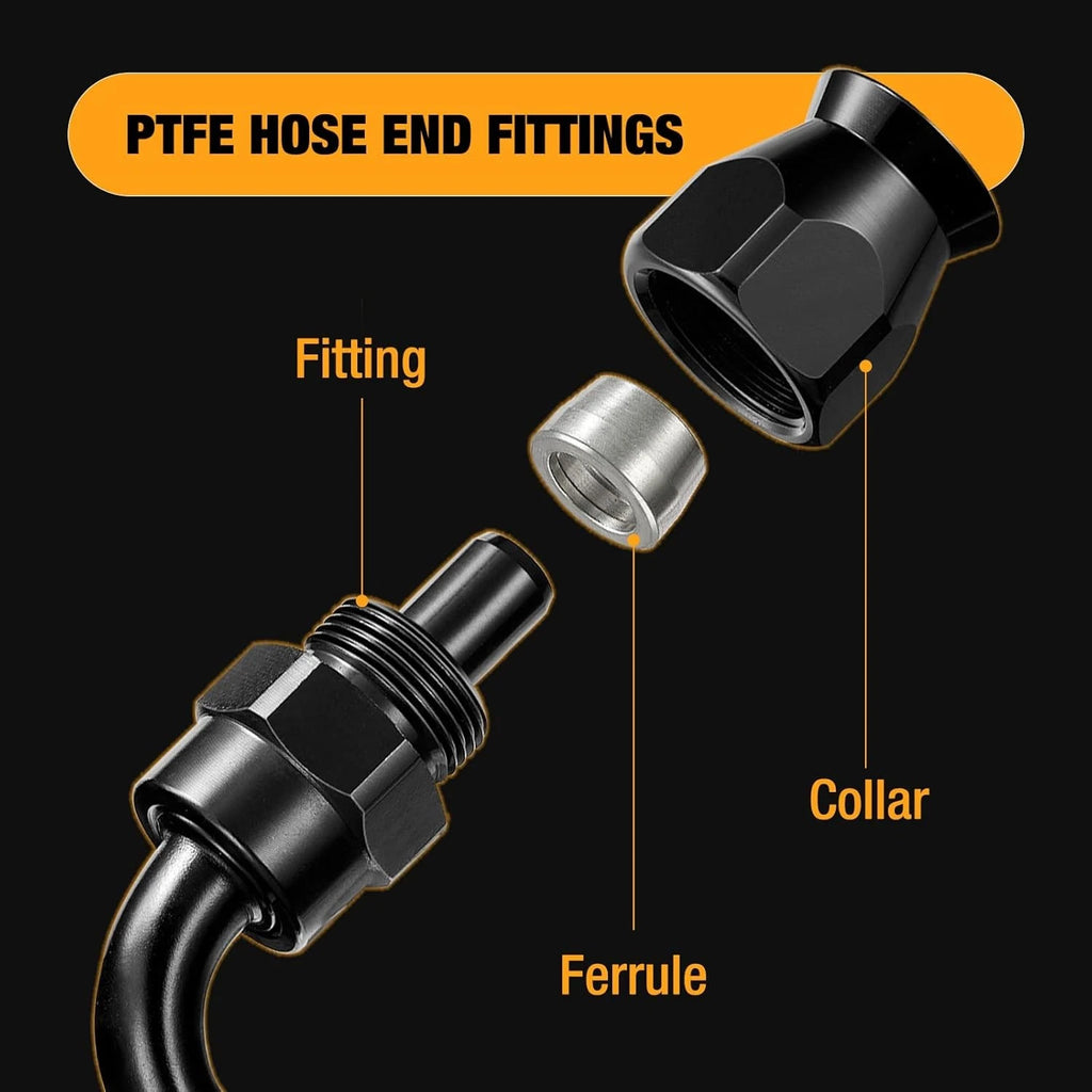 6AN Swivel PTFE Hose End Fittings Adapter 90 Degree for Fuel Hose Line