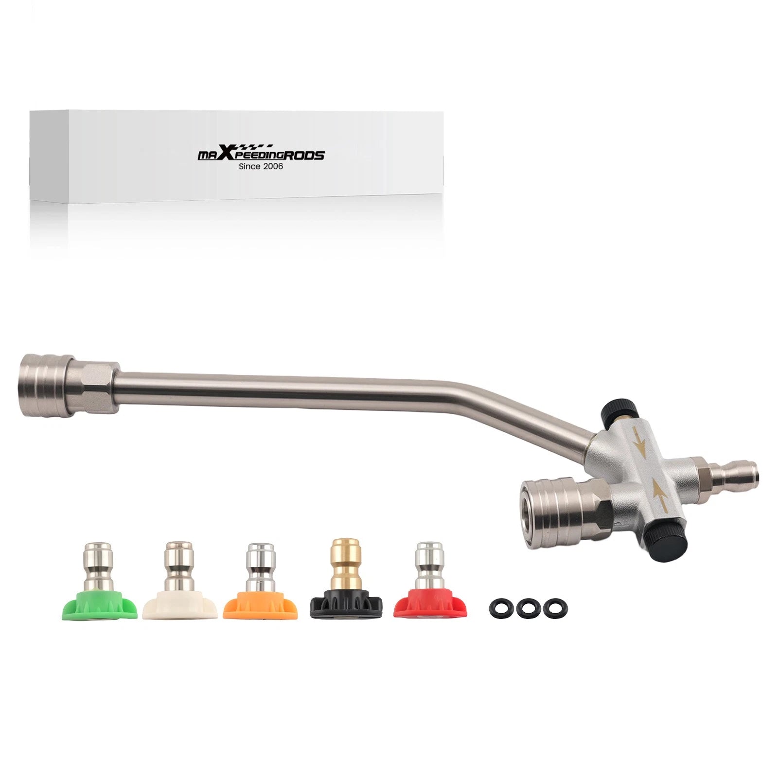 Dual Foam Cannon Wand w/ 5 Pressure Washer Nozzles 4000 PSI 1/4" Stainless Steel