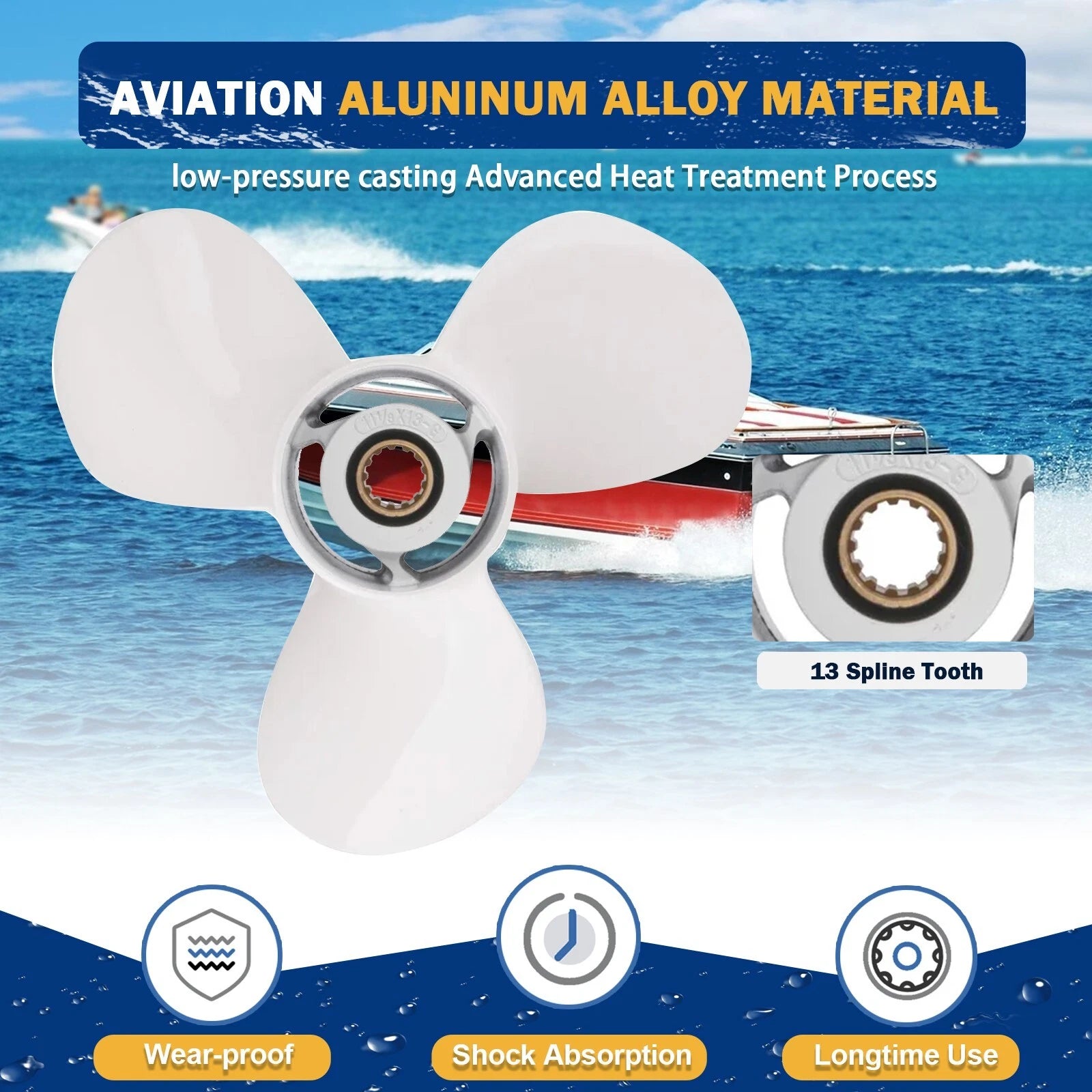 11 5/8 x 11 Aluminum Boat Propeller for Yamaha 663-45947-02-EL (25-60HP)
