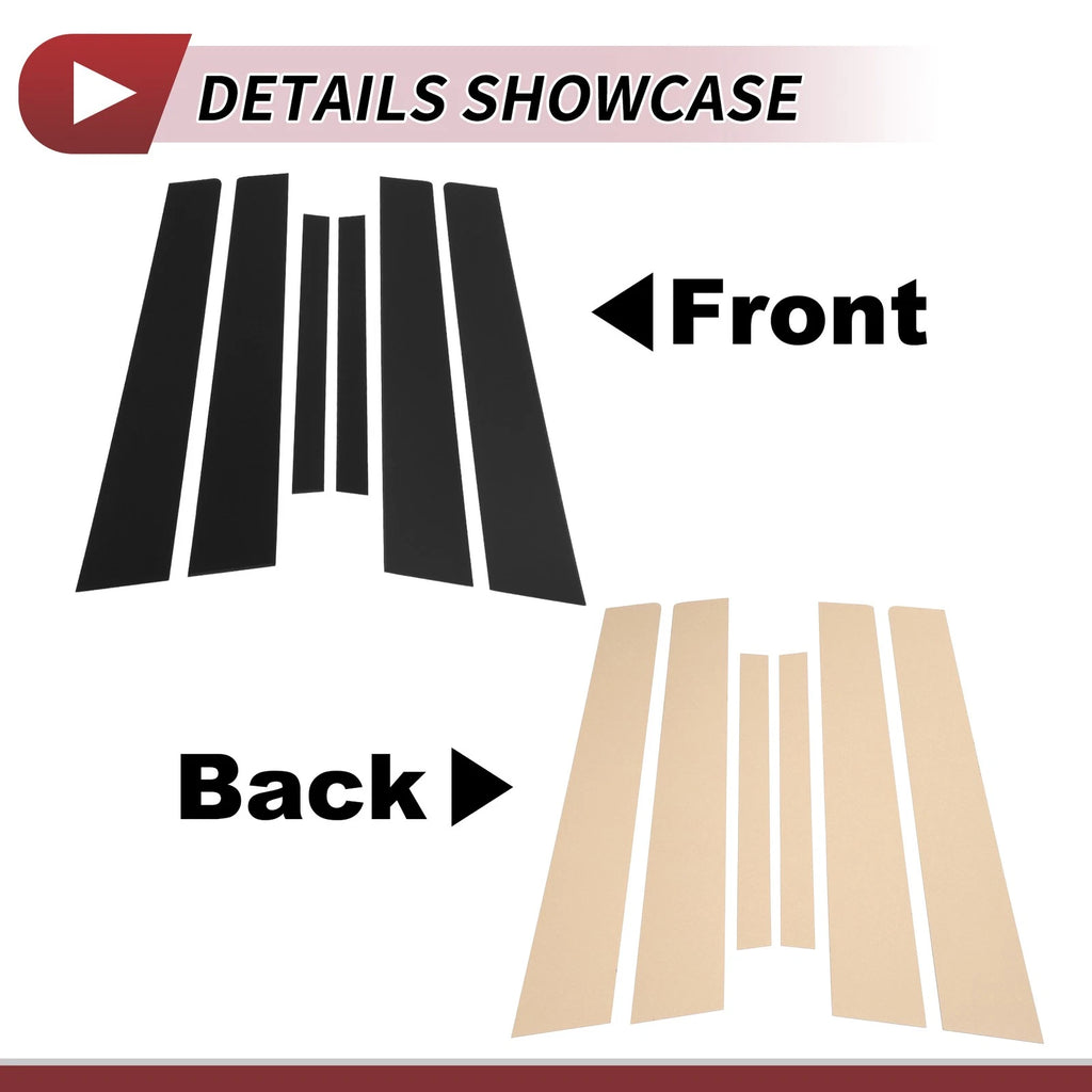 6pcs Door Pillar Window Trim for Nissan Sentra (2007–2012) Black