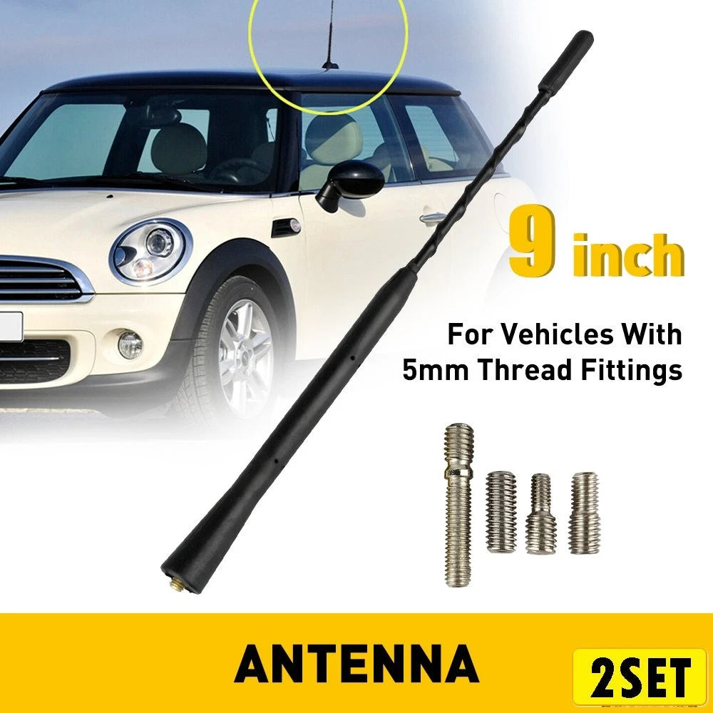 Set of 2 Universal 9" AM/FM Radio Roof Antennas for Cars