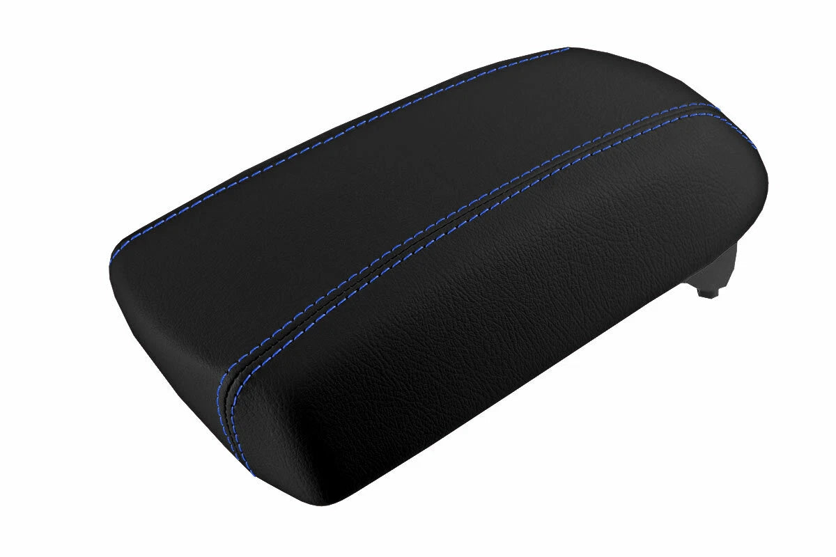 Leather Console Lid Armrest Cover for Kia Sportage (2011–2016) Blue Stitch