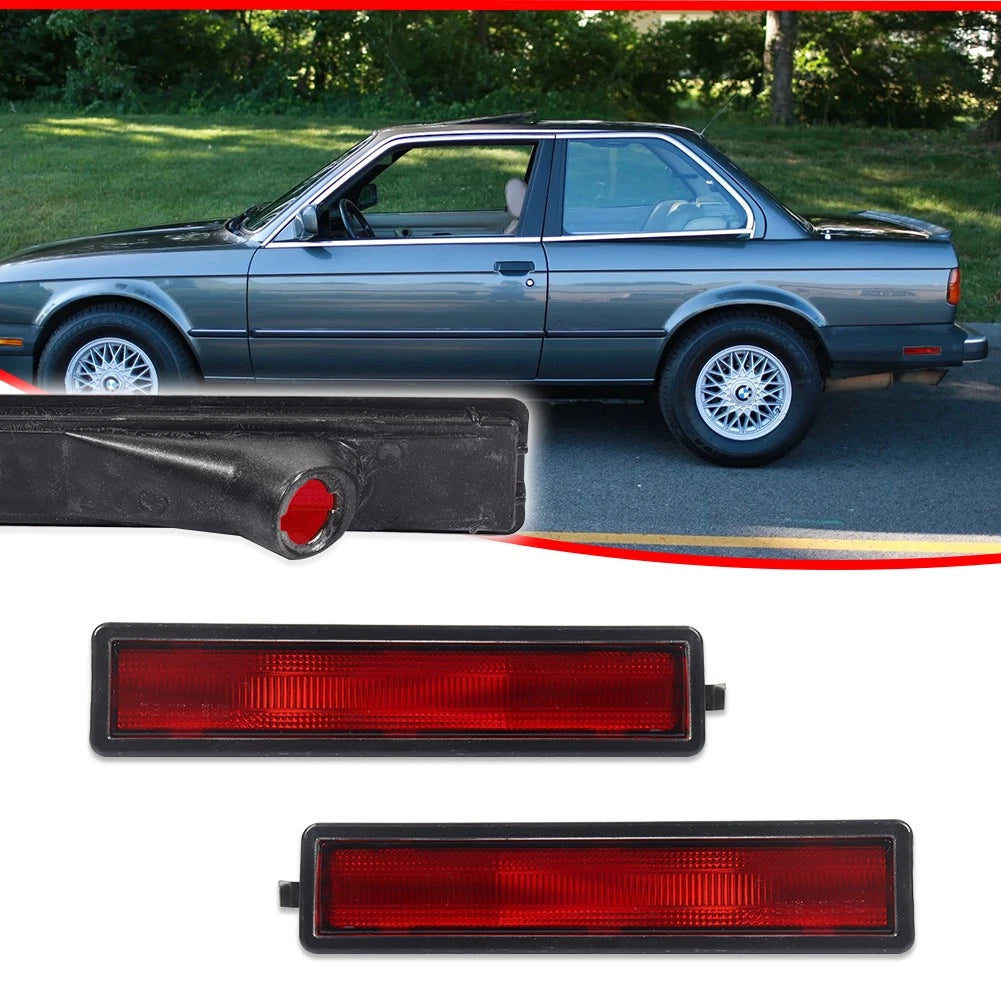 2X Red Lens Rear Bumper Side Marker Lights for BMW E30 E32 E34 (1982–1996)