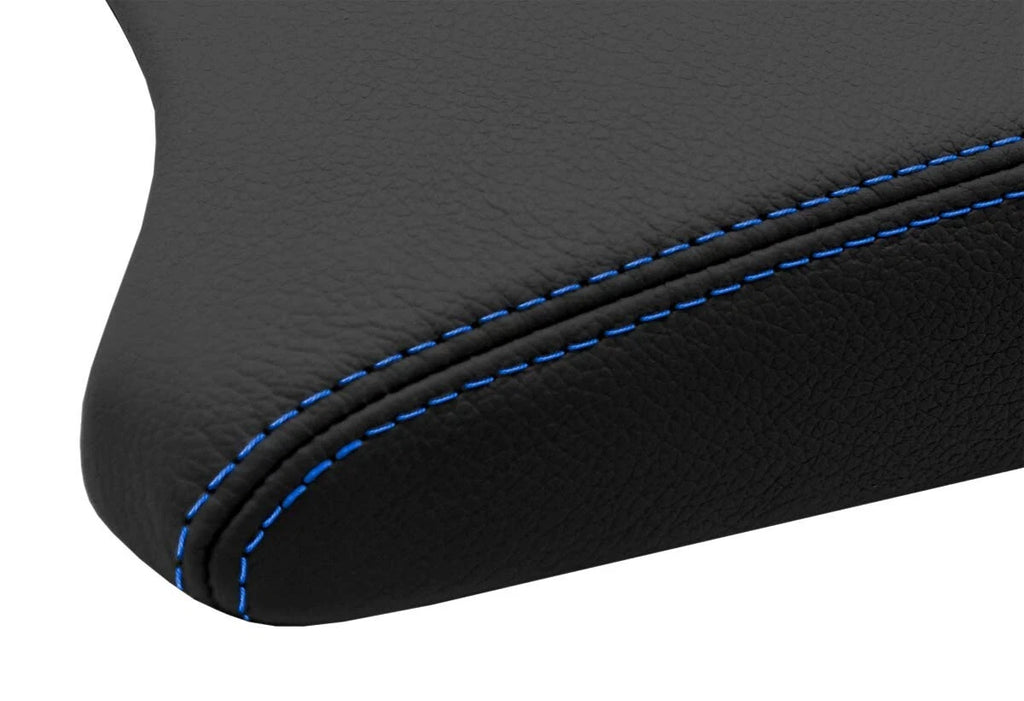 Leather Console Lid Armrest Cover for BMW X5 E53 (2000–2006) Blue Stitch