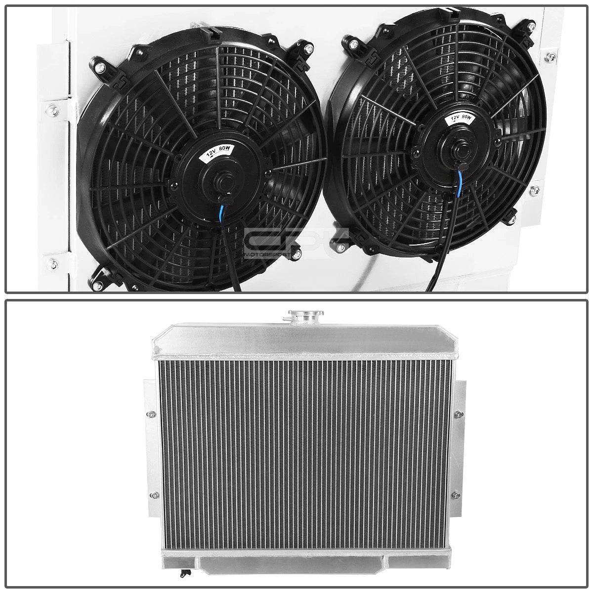 3-Row Racing Radiator + Fan Shroud for Jeep Willys CJ5/CJ6/CJ7 (1972–1986)