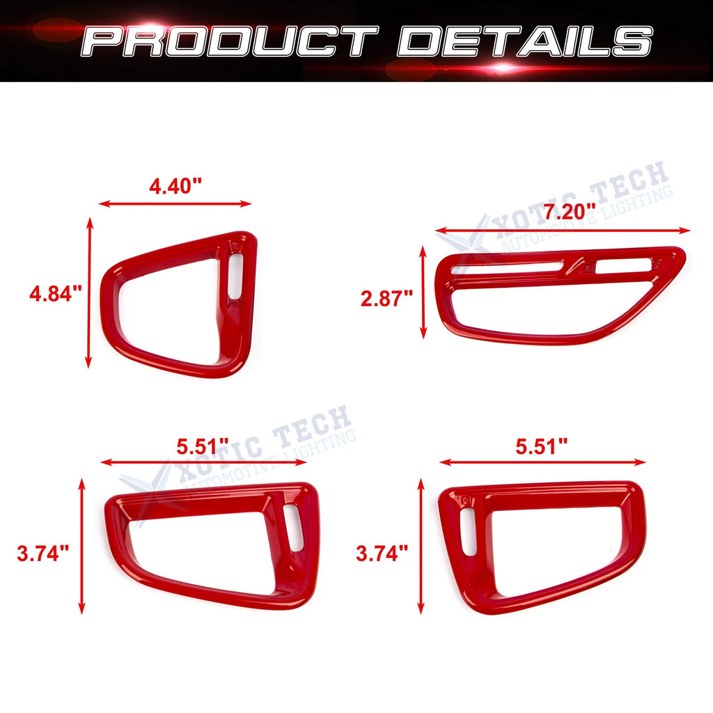 Glossy Red Center Console Air Vent Outlet Trim for Dodge Challenger (2015-up)