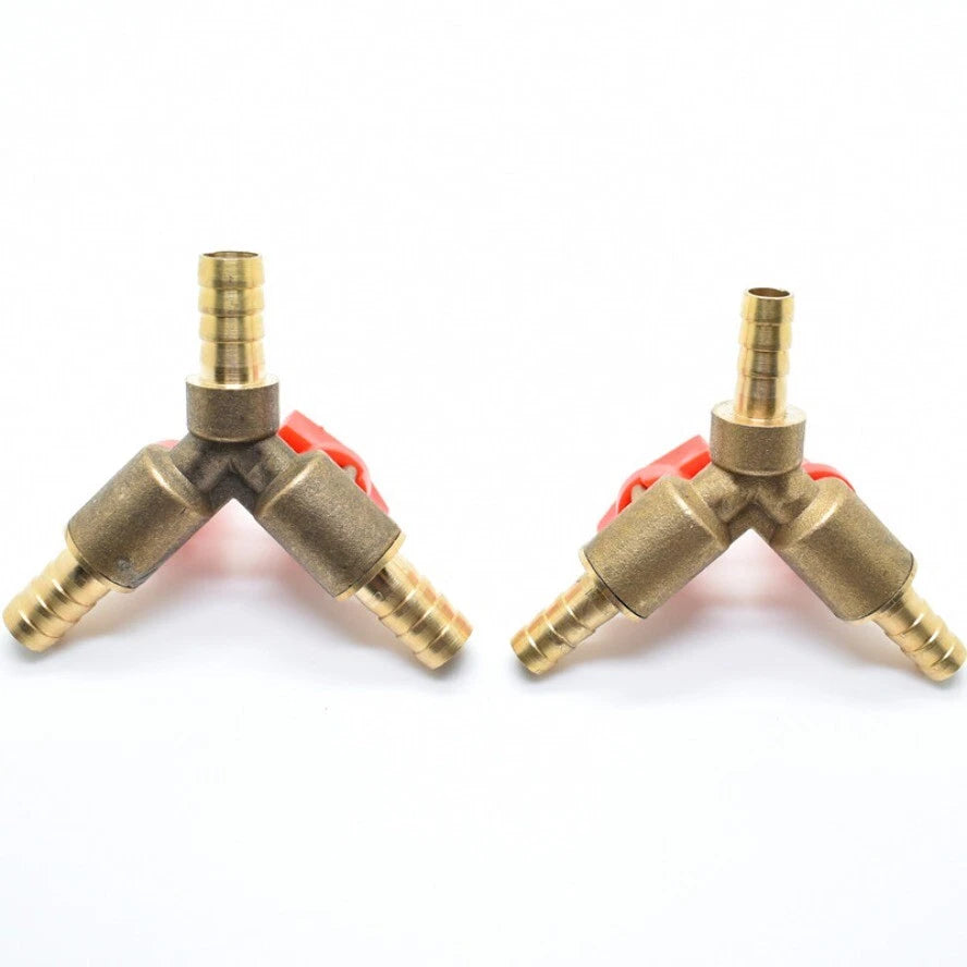 3 Way Shut Off Ball Valve Y Shaped Tee Connector for OD8/10/12mm