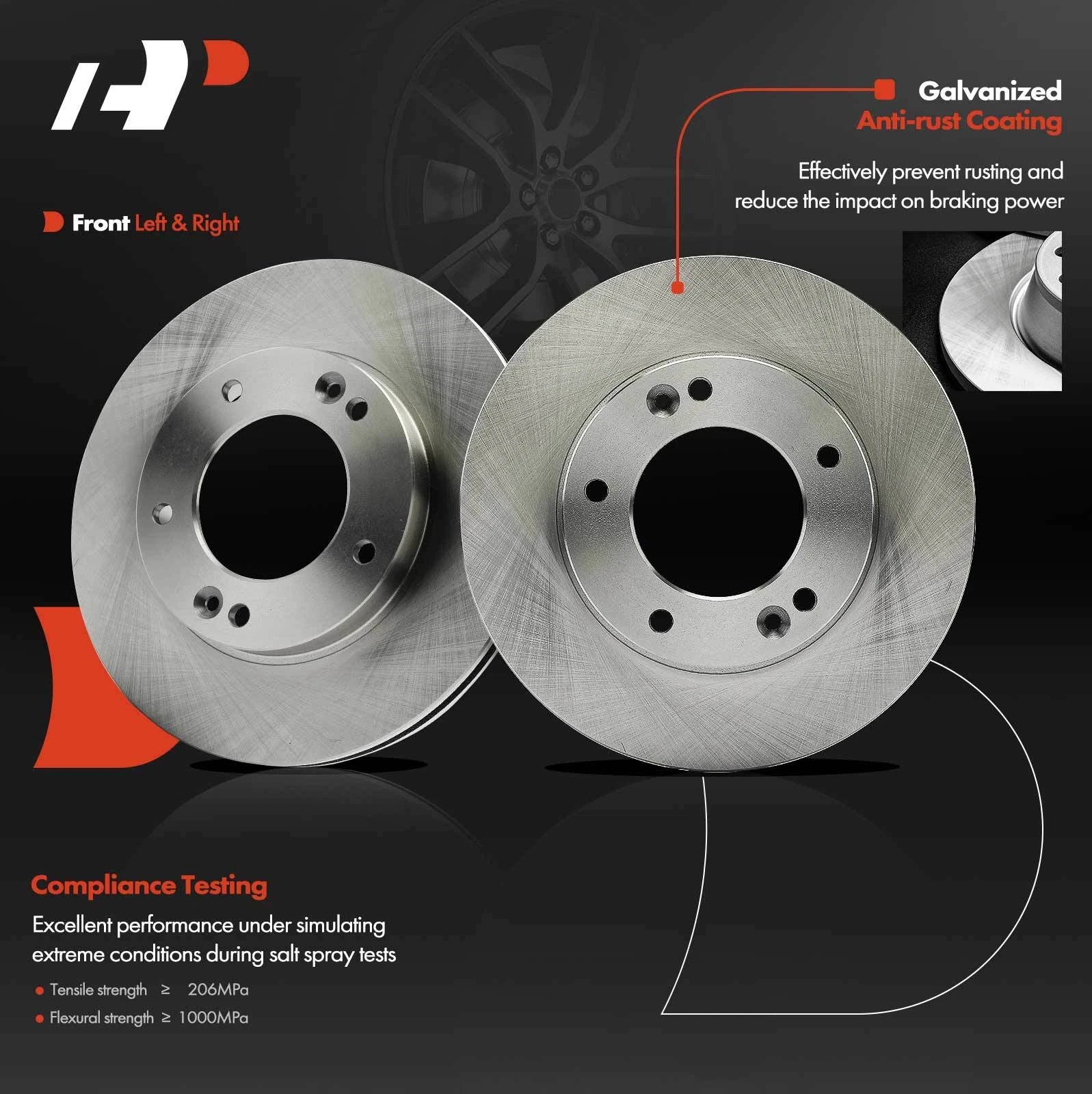 2X Front Disc Brake Rotors for Kia Sorento (2003-2006)