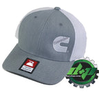 Cummins Trucker Hat for Trucks (Richardson Light Gray Denim White Mesh)