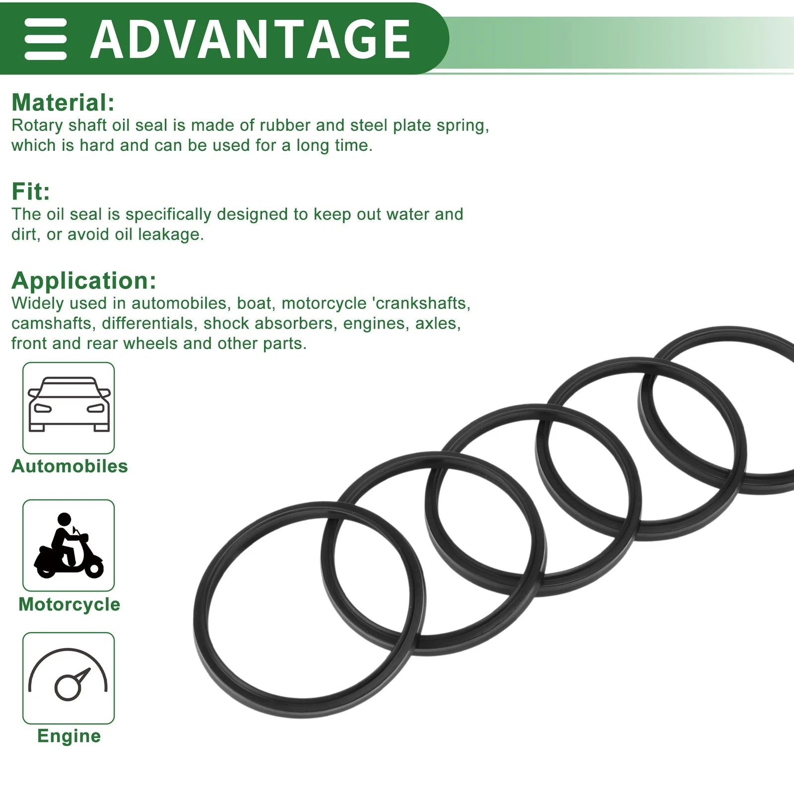 Set of 5 Oil Seal Rotary Shaft Seal NBR Rubber 65x73x5mm