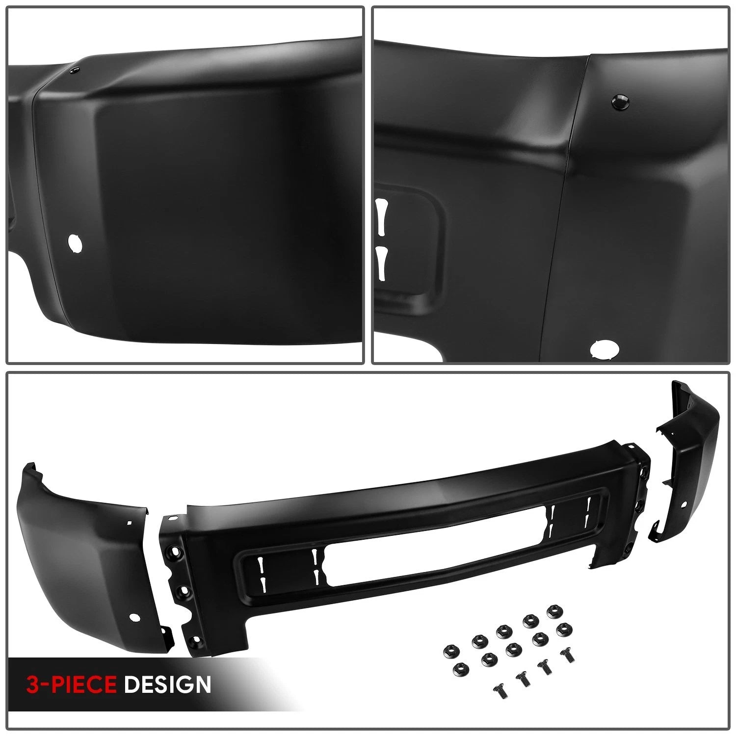 Front Bumper Face Bar for Silverado 2500 3500 HD (2015–2019) Black w/o Foglight Holes