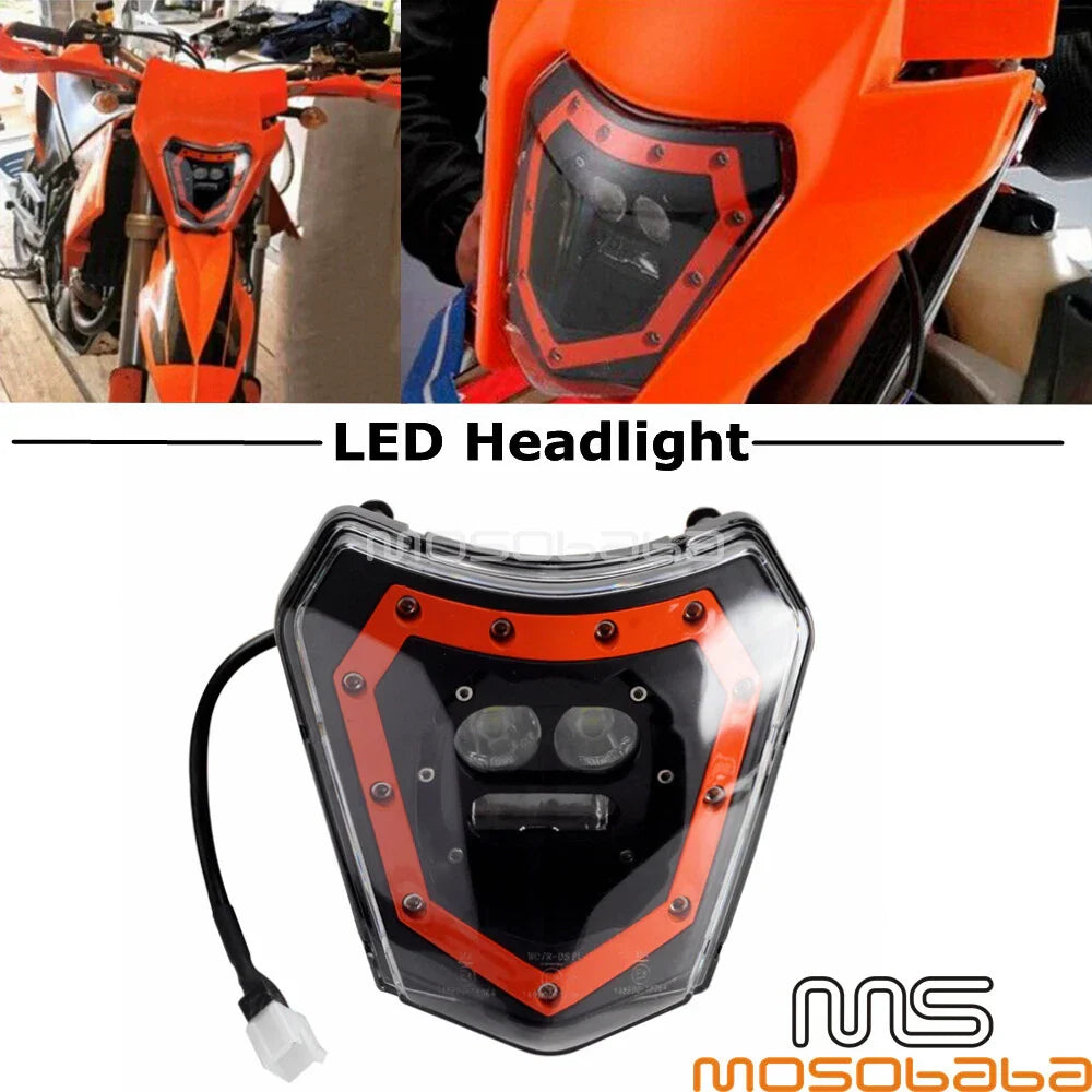 Enduro Off Road LED Headlight Hi/Lo Beam w/DRL for EXC XCW KXF CRF WR
