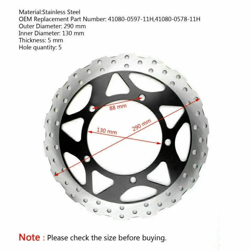 Front Brake Disc Rotor for Kawasaki EX250/300 ER250/ER300/BR250/BX250 (2013–2023)