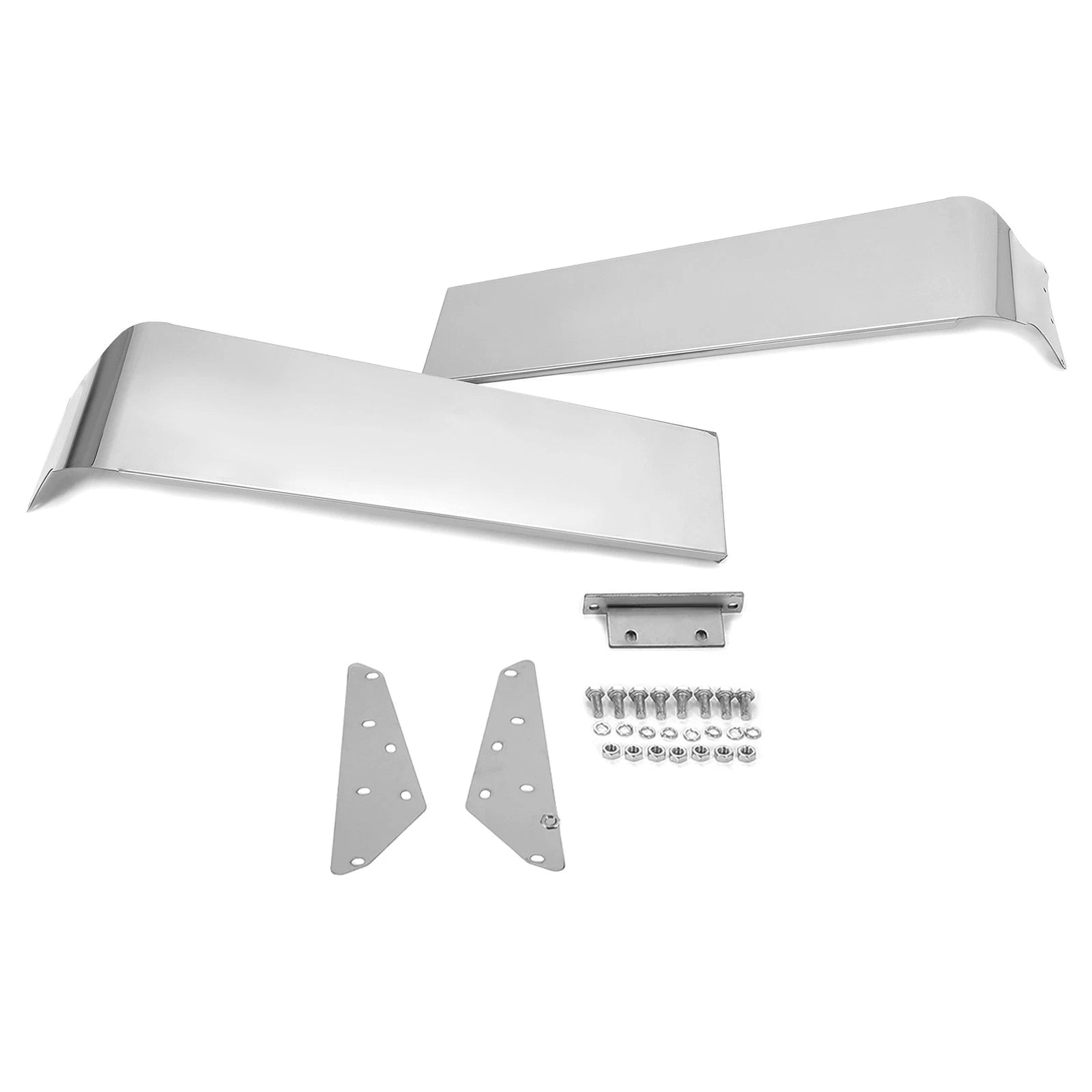 Silver Drop Sun Visor for Peterbilt 377 378 379 335 386 (304 Stainless Steel)