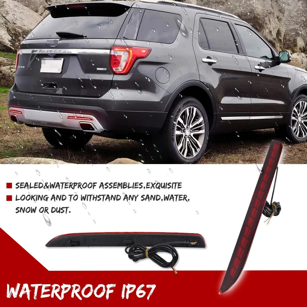 2X Red LED Rear Bumper Reflectors for Ford Explorer (2016–2019)
