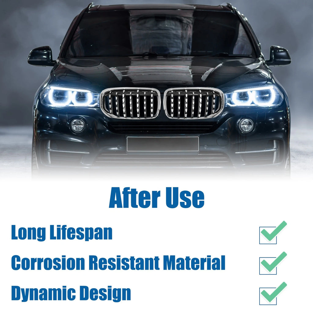 Front Hood Bumper Grille for BMW X5 (2014–2020) - 51137454888, 51137454890, Silver Tone