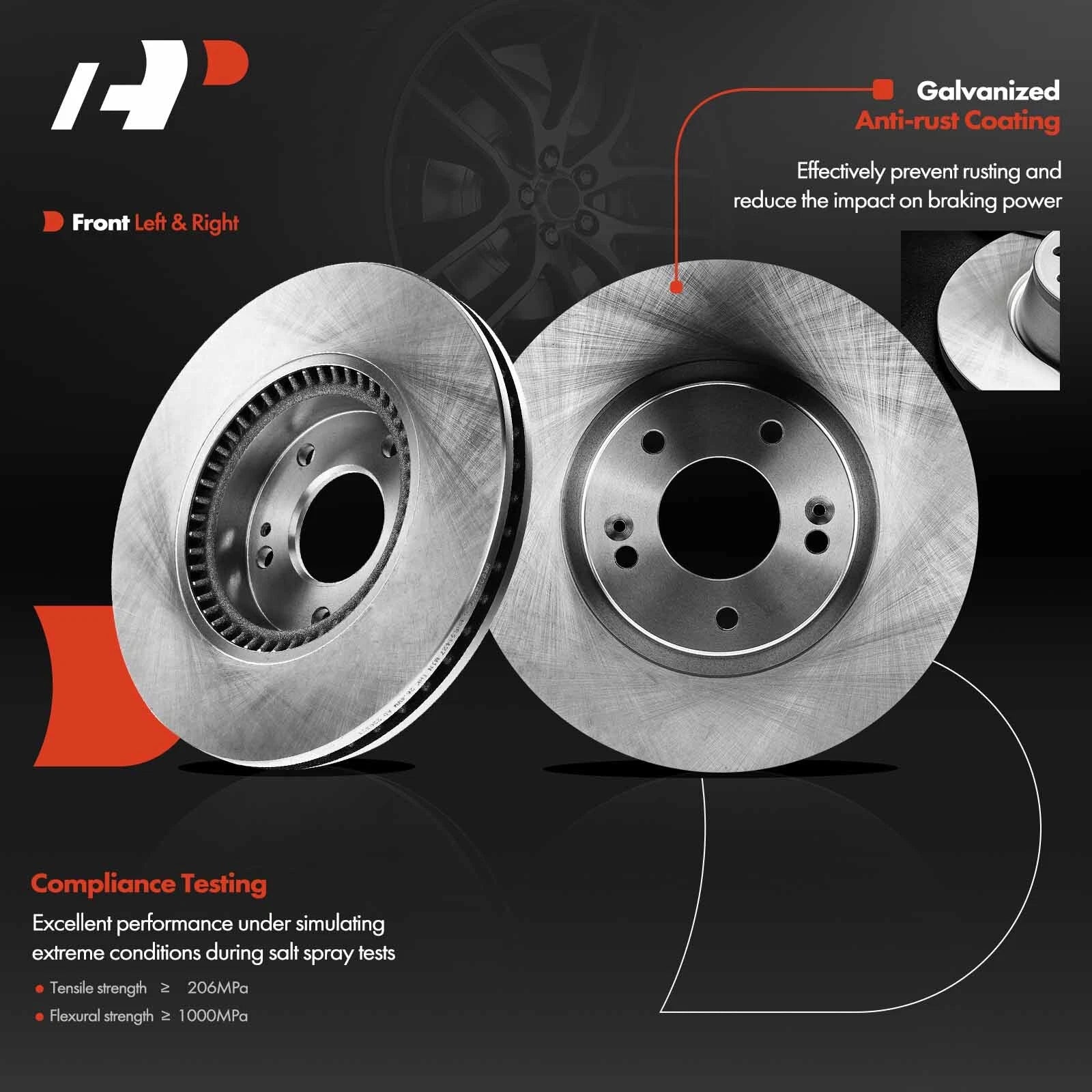 Set of 4 Front & Rear Disc Brake Rotors for Hyundai Sonata (2005–2015)