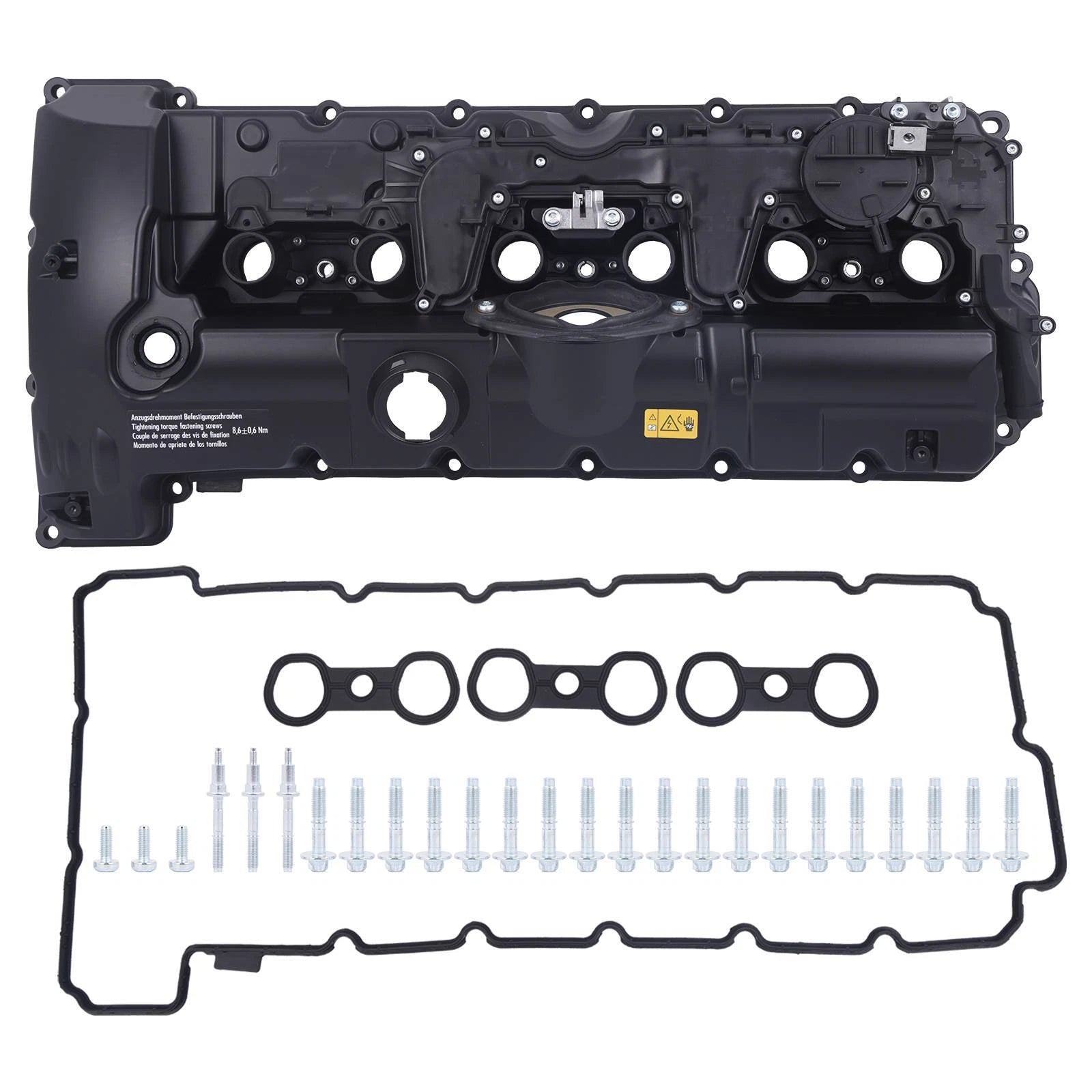 Black Aluminum Engine Valve Cover with Gasket for BMW 128i 328i 528i Z4 X3 (2008–2013)