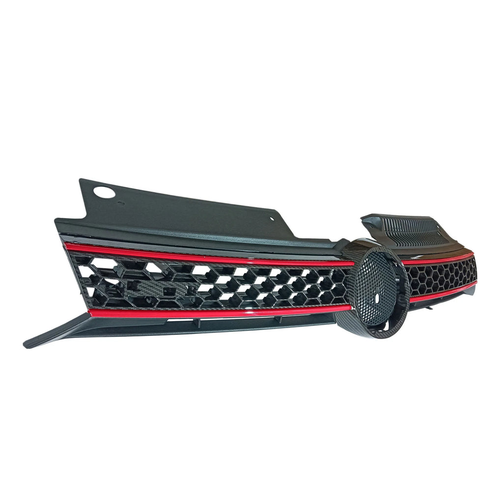 Sport Grill for VW MK6 Golf/GTI/Jetta (2010–2014) Carbon Fiber Black Red Trim