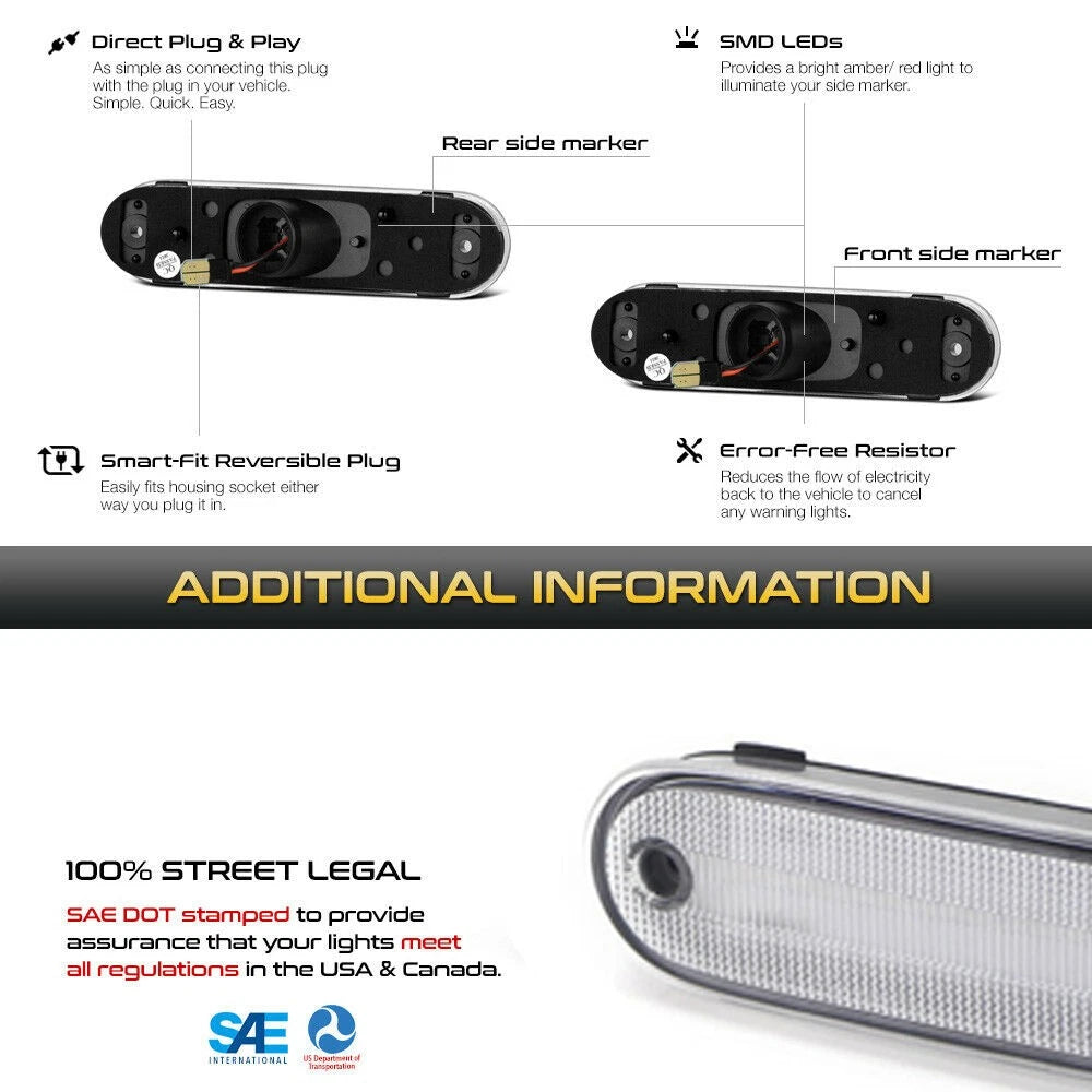 LED Side Marker Lights for Mazda MX-5 Miata (1990–2005)