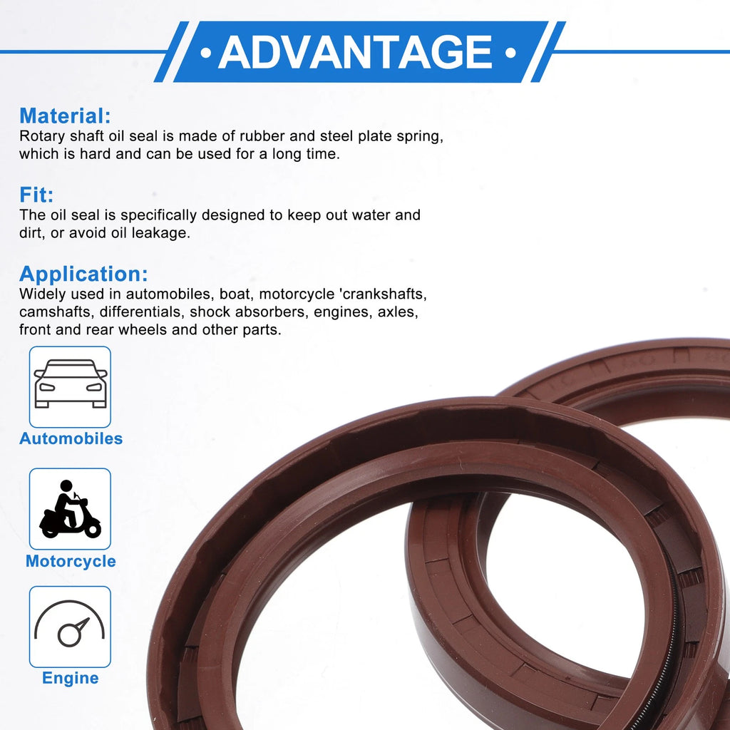 2X Oil Seal Rotary Shaft Seal FKM Rubber 60x80x10mm for [Make Model] 