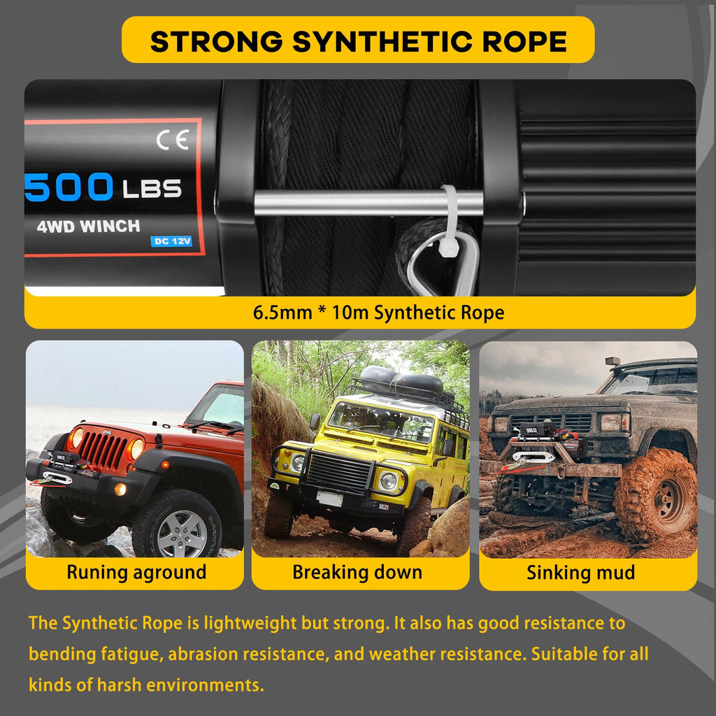 4500LBS Electric Recovery Winch for Trailer Truck SUV with Wireless Remote