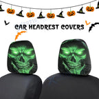 Universal Front Seat Halloween Demon Skull Mask Head Rest Covers for Auto (—–—)