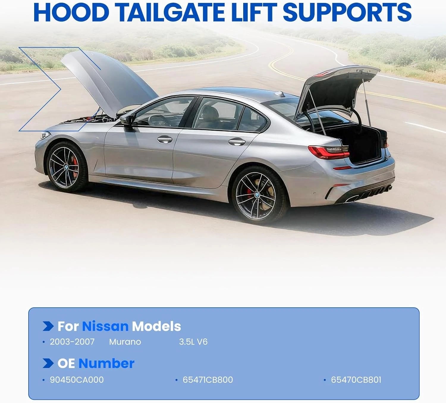 4X Lift Supports for Nissan Murano (2003–2007) - Front Hood & Rear Tailgate