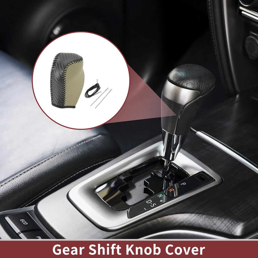 1 Pc Gear Shift Knob Cover for Toyota Corolla (2014–2018) Beige Faux Leather
