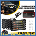 12-LED Amber White Strobe Emergency Warning Light for Car Truck