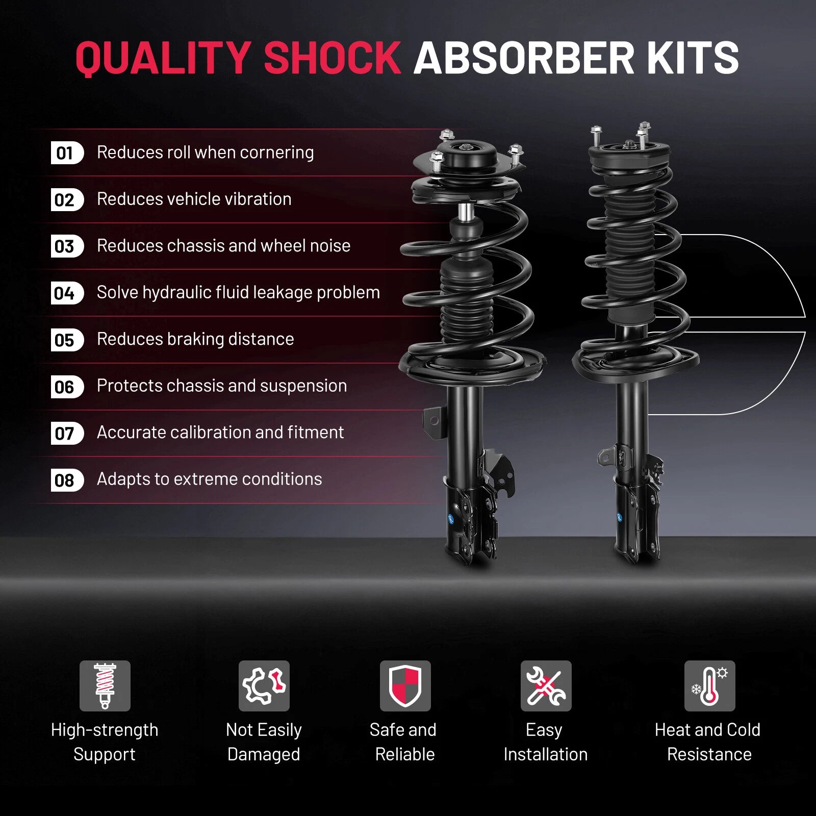 Front & Rear Complete Shock Struts Assembly for Toyota Camry (2007-2011)
