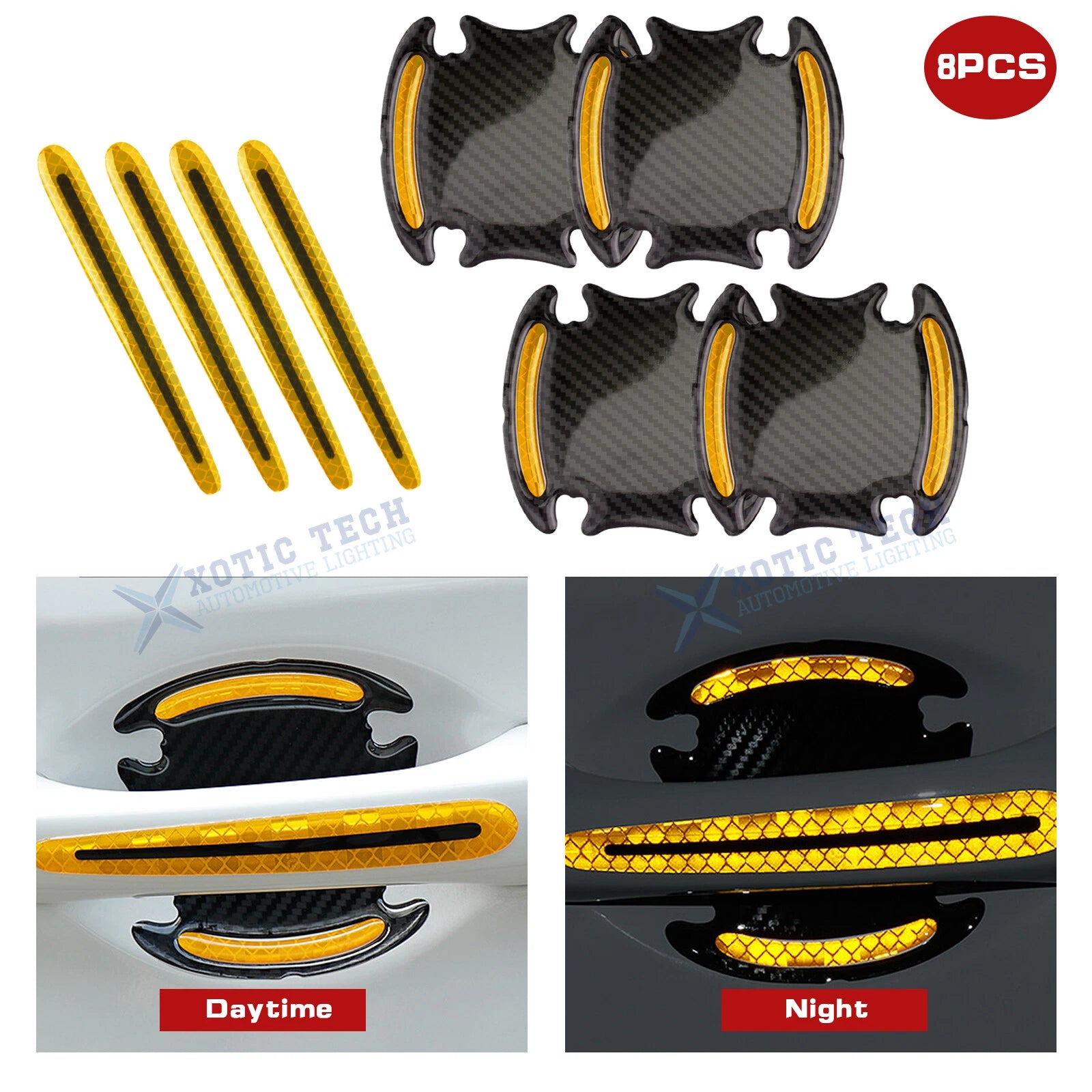 Reflective Yellow Door Handle Guard Wrap Decals for Dodge Grand Caravan (2011-2020)