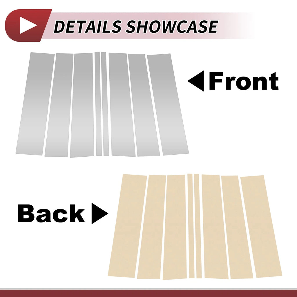 Set of 8 Door Pillar Window Trim for Ford Flex (2009–2015) Silver Tone