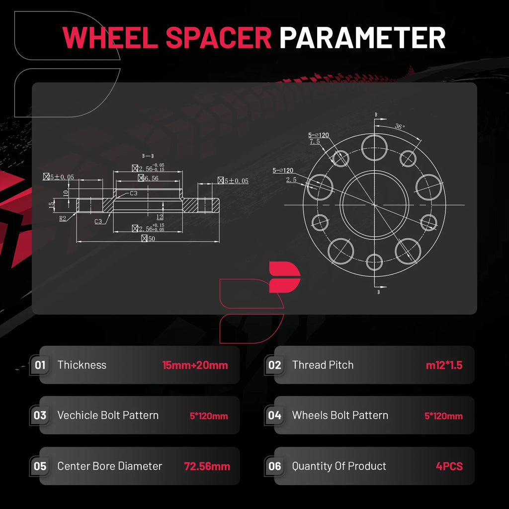 15mm + 20mm Hubcentric Wheel Spacers for BMW 3 Series (1998-2013)