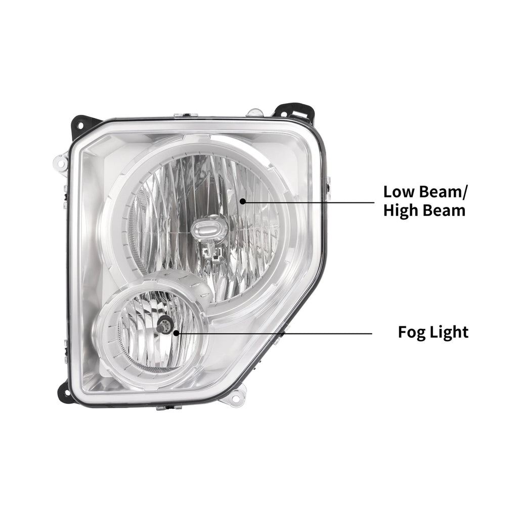 2X Headlights with Fog Lights for Jeep Liberty (2008-2012)