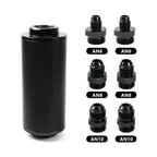 Inline Fuel Filter 50mm 100 Micron High Flow Turbo 6AN 8AN 10AN Adapter for