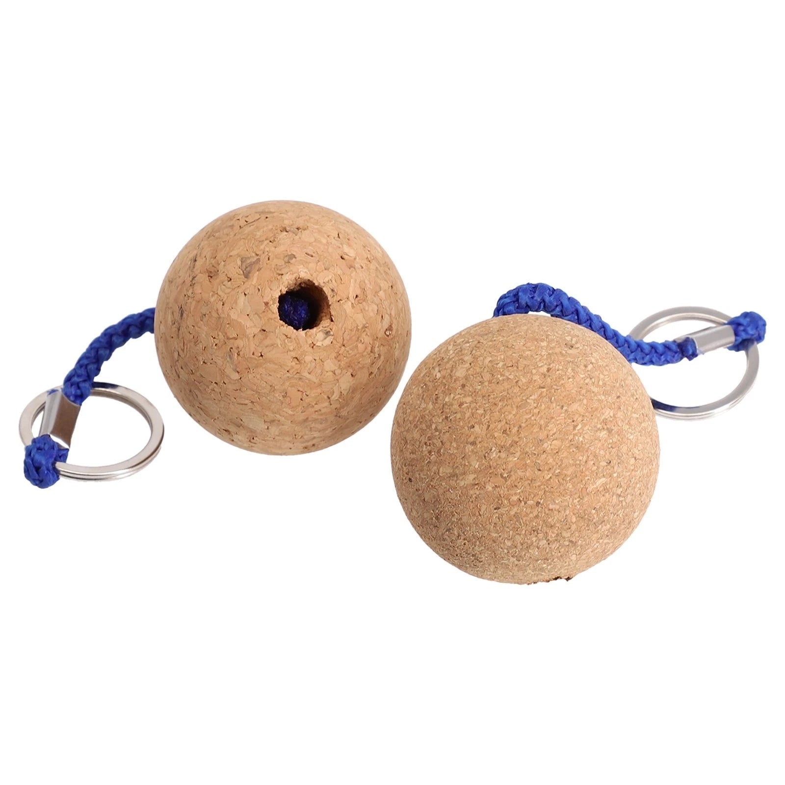 Floating Cork Ball Keychain for Sailing Boat (2x 50mm Blue/Black)